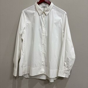 Rosso35 Long Sleeve Tunic Blouse Large White Cotton Button‎ Up